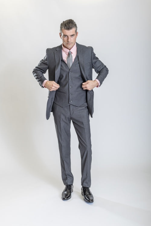 Caravelli Suit - Designer Caravelli Jacket and Pants in Color Solid Grey