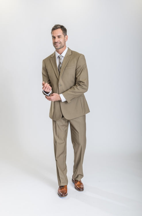 Caravelli Suit - Designer Caravelli Jacket and Pants in Color Solid Tan