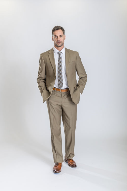 Caravelli Suit - Designer Caravelli Jacket and Pants in Color Solid Tan