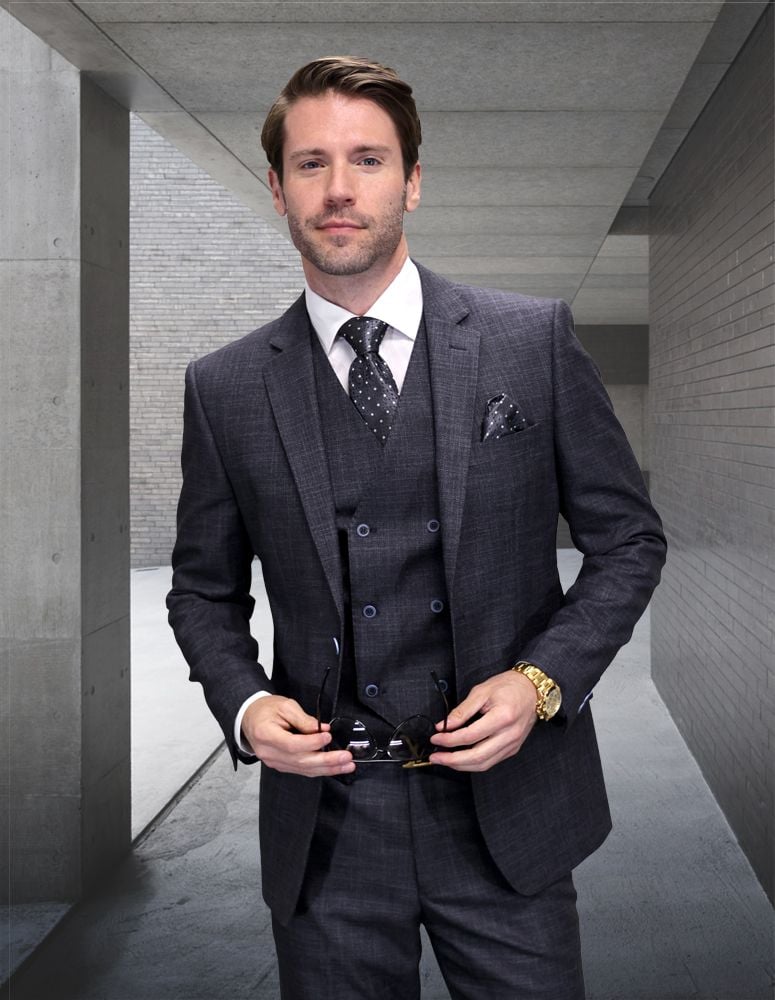 Modern Wool Business Suit by Rossiman