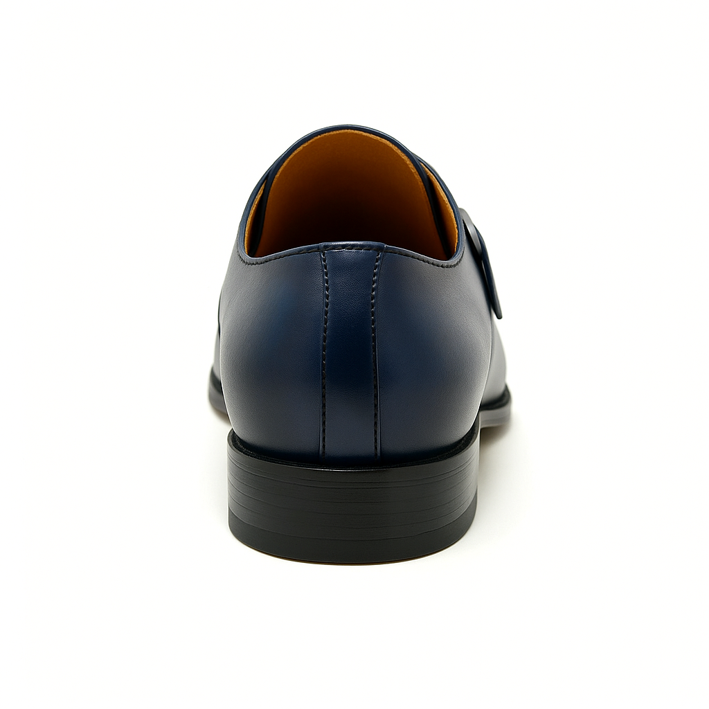 Mens Carrucci Classic Leather Fade Single D-Buckle Monk Strap Dress Shoe in Chestnut