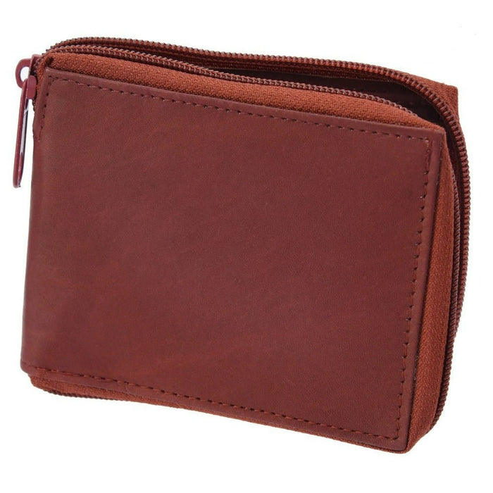 Cartera de Piel con Cierre en Cognac