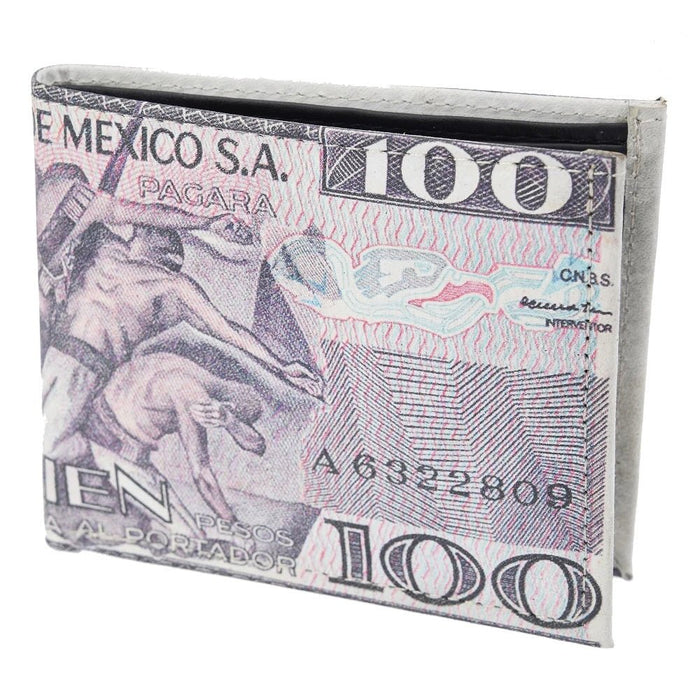 Cartera de Piel con Impresión Cien Pesos