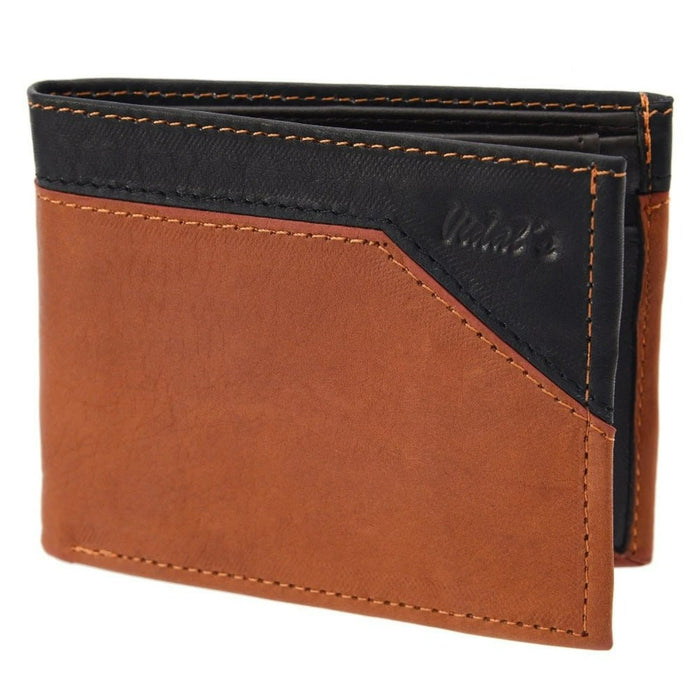 Cartera de Piel Cognac con Negro