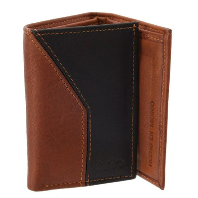 Cartera de Piel - Cognac con Negro