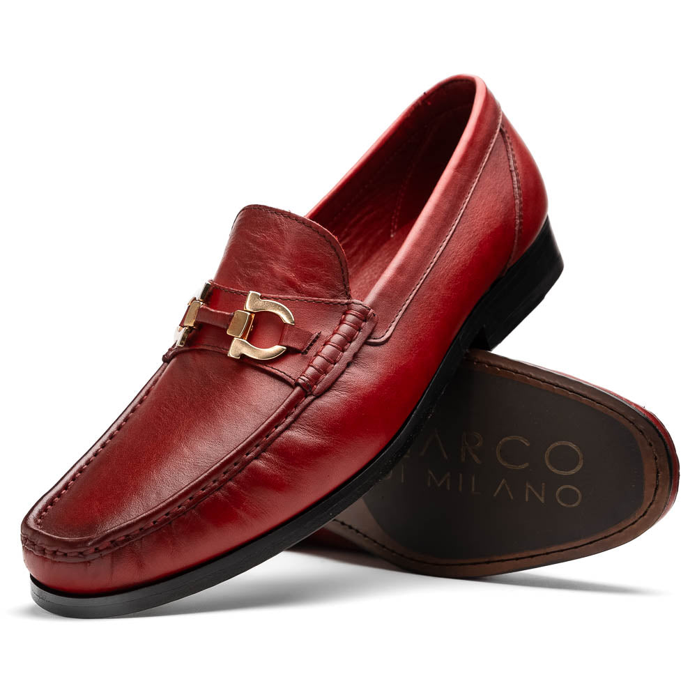 Marco Di Milano Cassarano Men's Calfskin Leather Loafers Red
