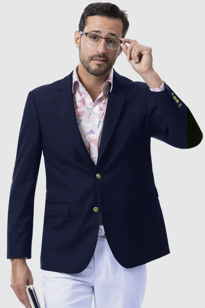 Navy Blue Two Button Club Blazer for Men – Modern Tailored Fit Jacket