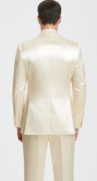 Champagne Satin Satin Skinny Fit 3 Piece Suit by Tazzio