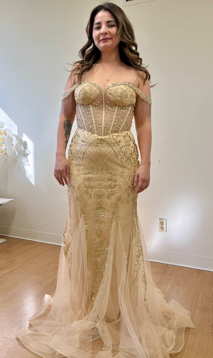 Red Carpet Dress Off Shoulder Mermaid Evening Gown By May Queen MQ2136-New Collection