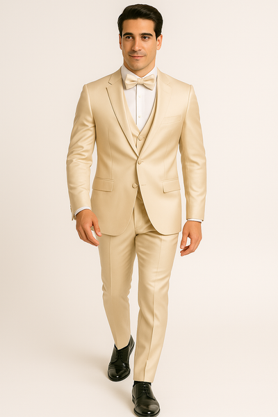 Champagne Satin Wedding & Prom Suit Set