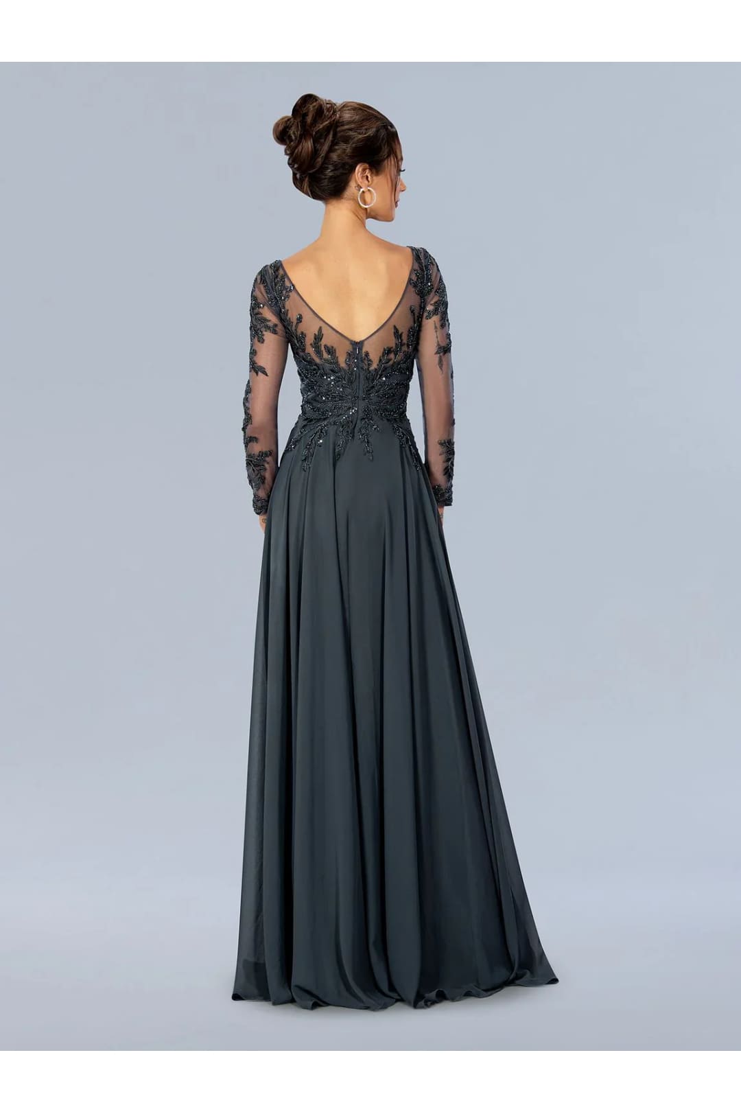 Charcoal Mother of Bride Dress 3/4 Sleeve Gown Stella Couture 24308