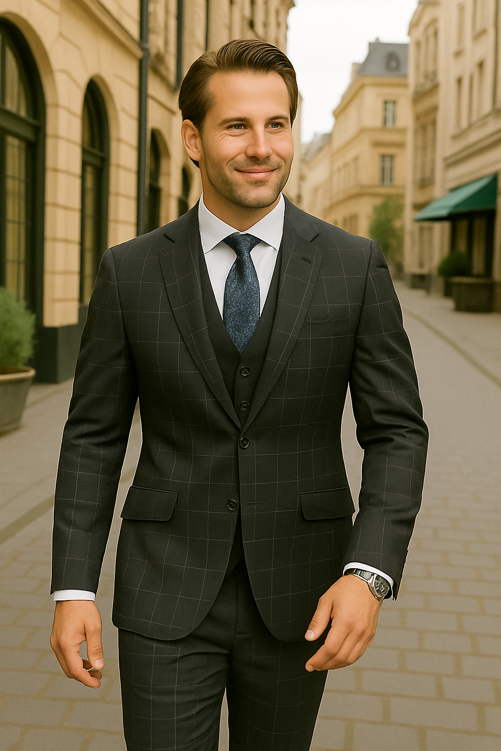 Italian 3 Piece Wool Modern Business Suit