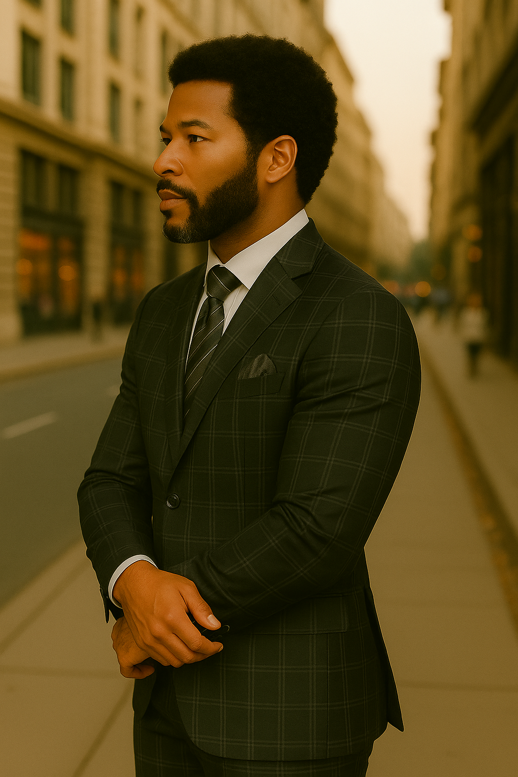 Italian Made Bold Plaid Wool Business Suit