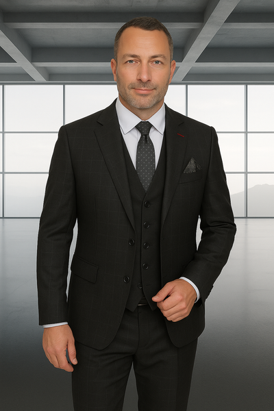 Italian Made 3 Piece Wool Suit by Statement