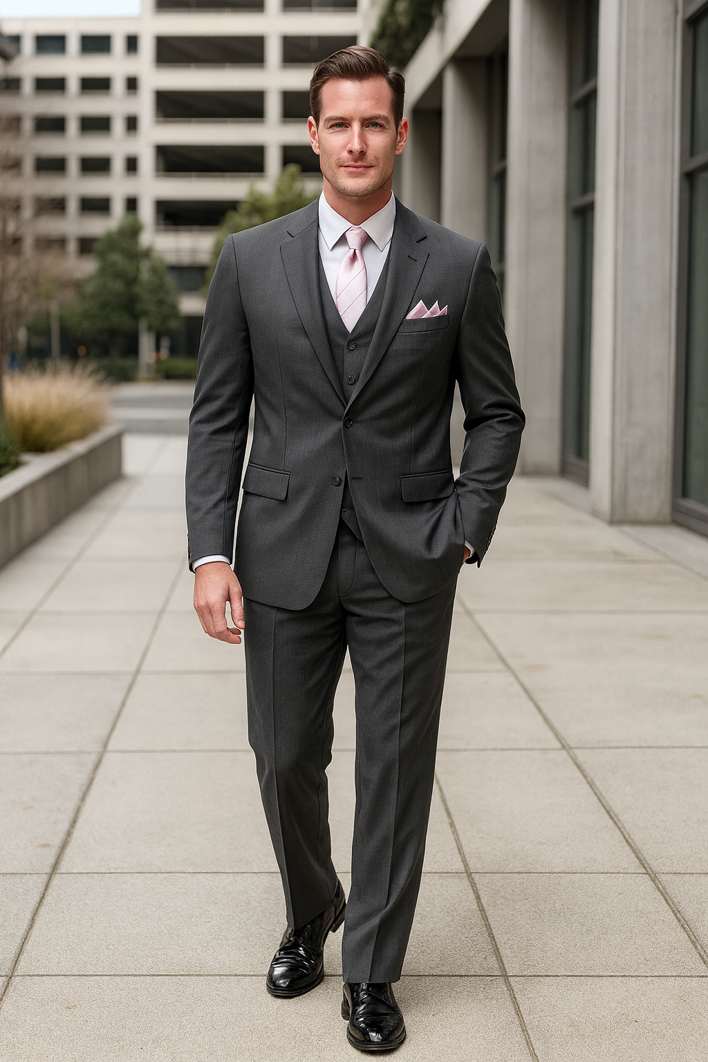 Cheap Plus Size Suits For Men - Big and Tall Suit For Big Guys Dark Gray