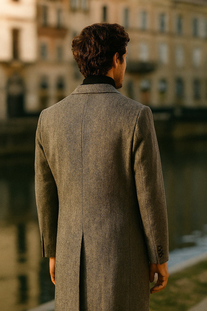 Herringbone Wool & Cashmere Chesterfield Overcoat