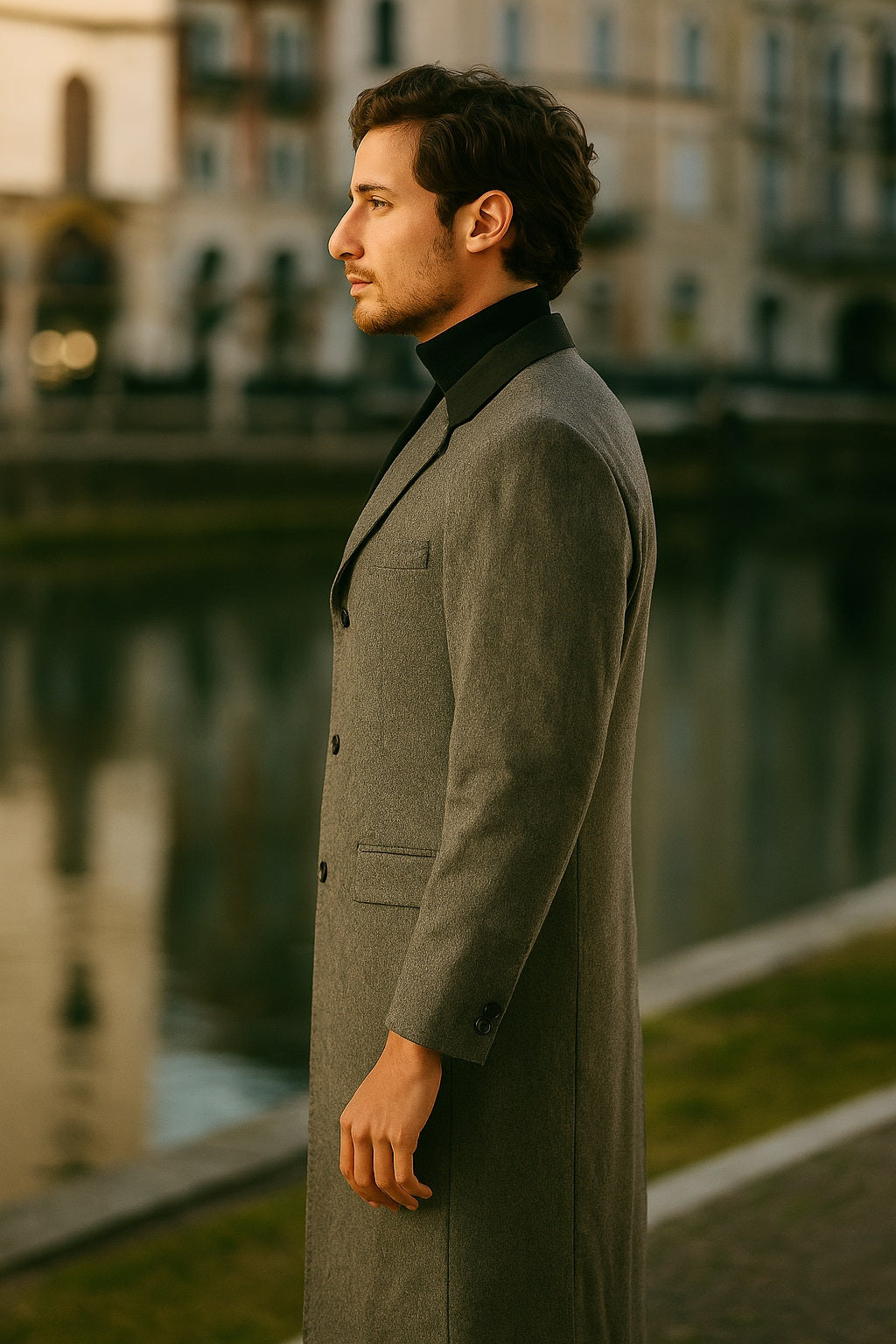 Herringbone Wool & Cashmere Chesterfield Overcoat