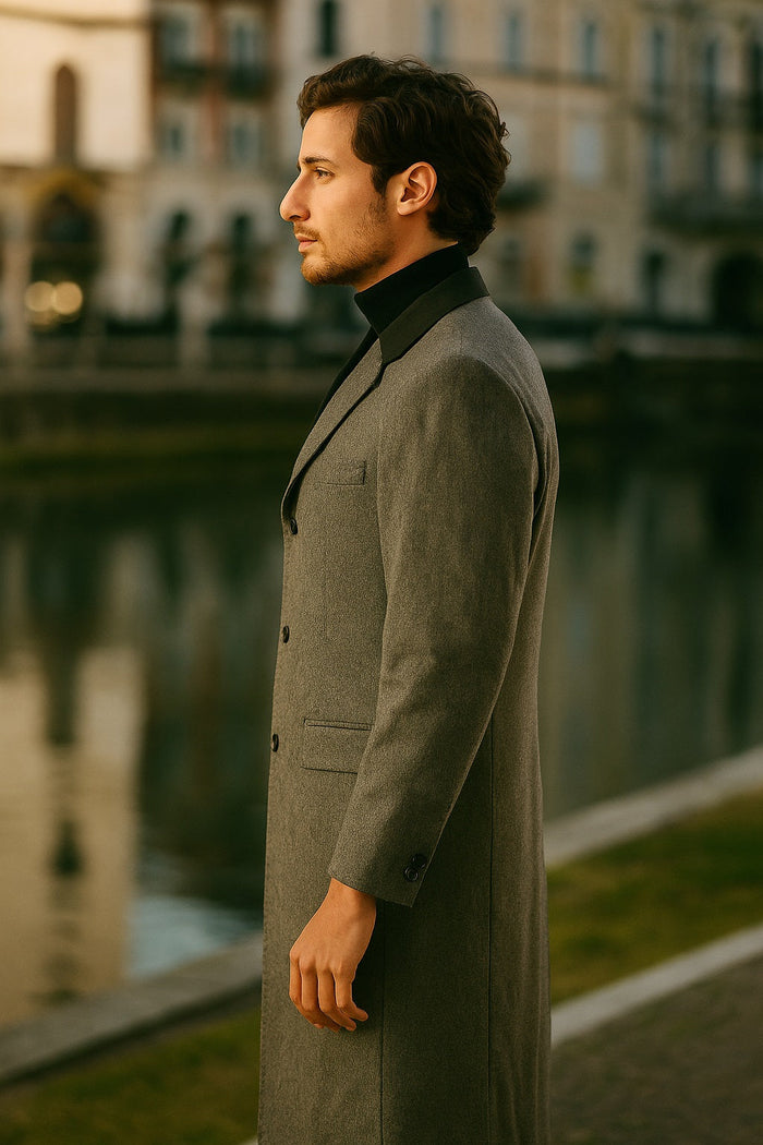 Herringbone Wool & Cashmere Chesterfield Overcoat