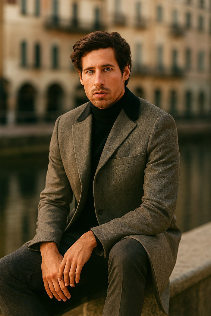 Herringbone Wool & Cashmere Chesterfield Overcoat