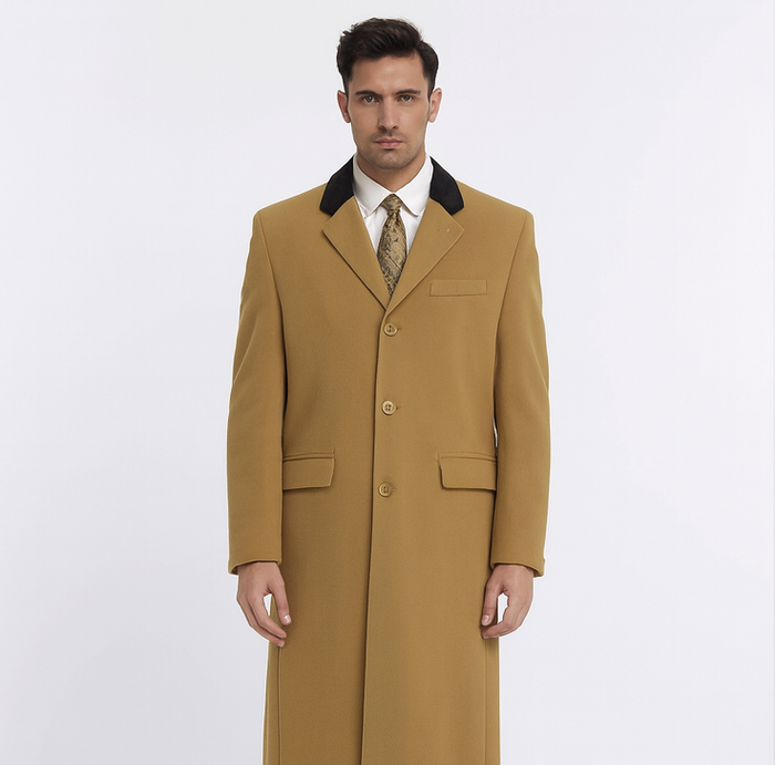Chesterfield Wool & Cashmere Full Length Velvet Collar Beige ~ Camel and brown ~ Khaki