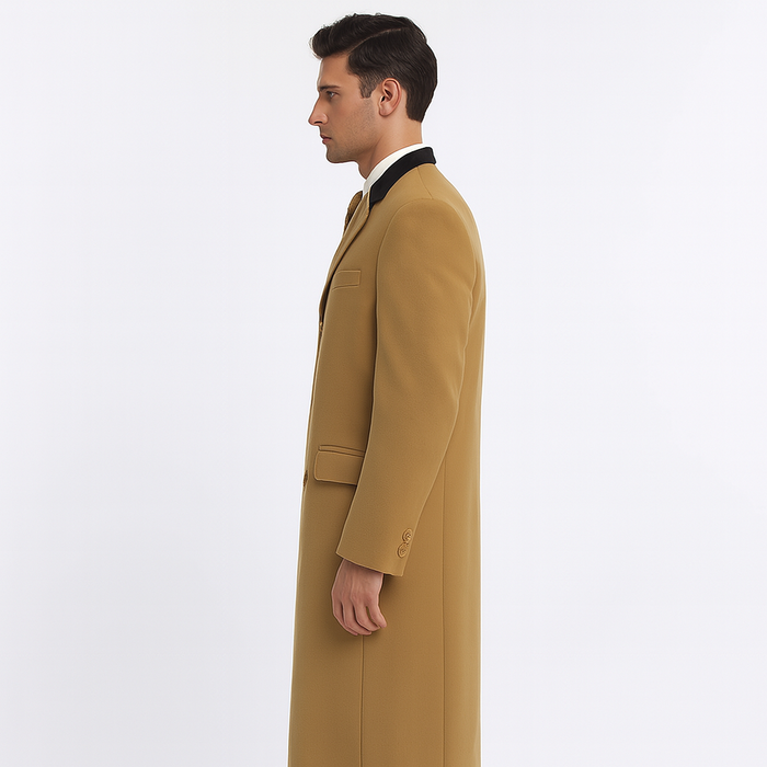 Chesterfield Wool & Cashmere Full Length Velvet Collar Beige ~ Camel and brown ~ Khaki