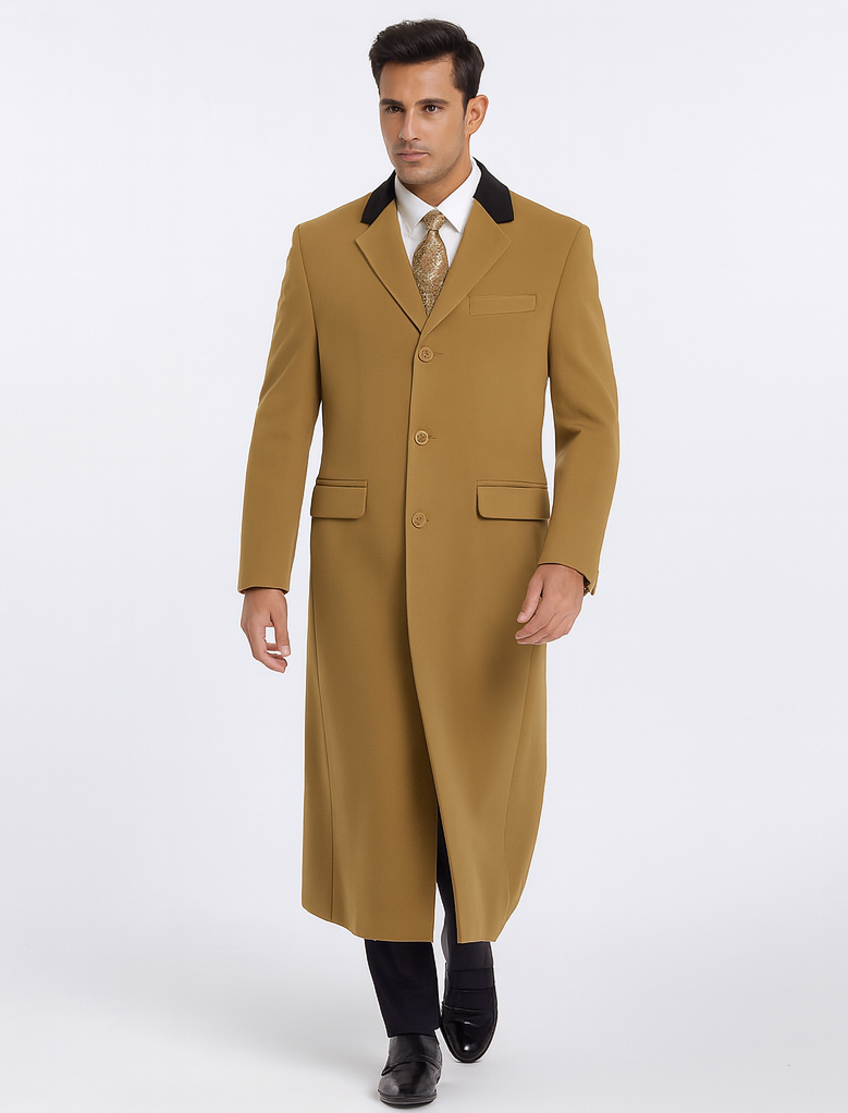 Chesterfield Wool & Cashmere Full Length Velvet Collar Beige ~ Camel and brown ~ Khaki