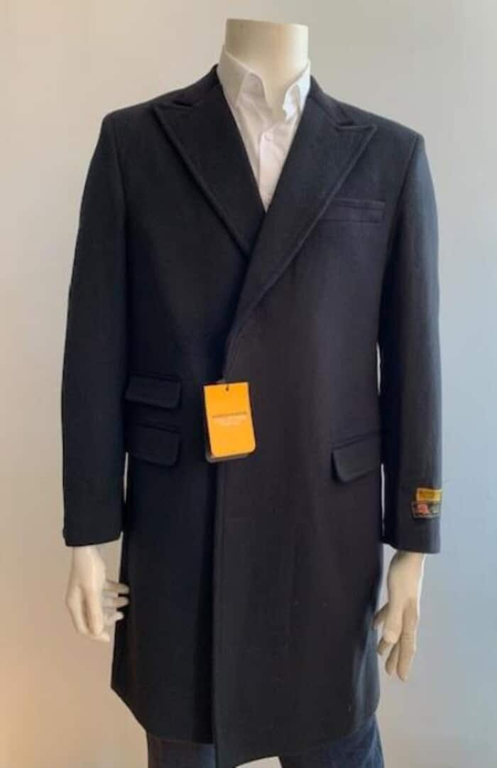 Chesterfield Three Quarter Wool Topcoat Black