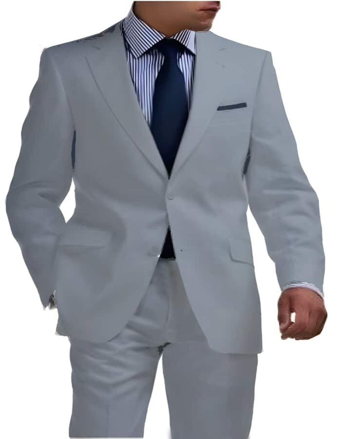 Linen Suit for Men in Light Gray - Summer Beach Wedding