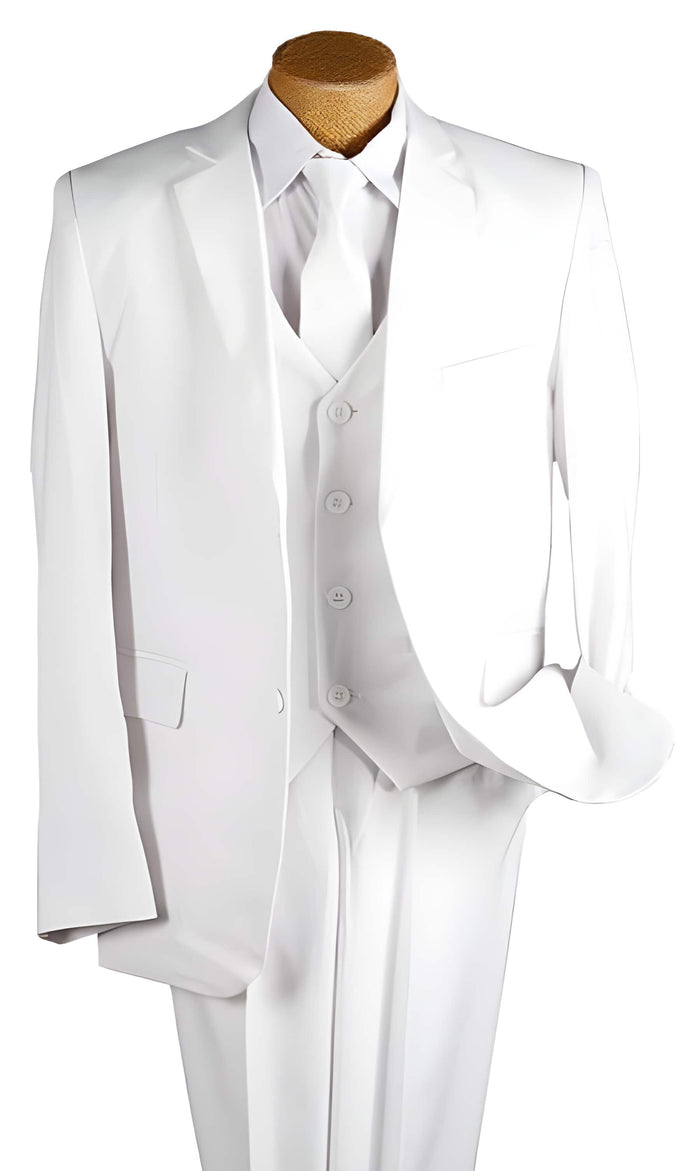 Children Kids Boys White 5 Piece Two buttons Toddler Suits for Weddings - White
