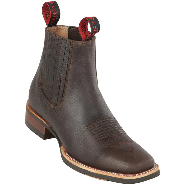 Mens Chocolate Square Toe Ankle Boots