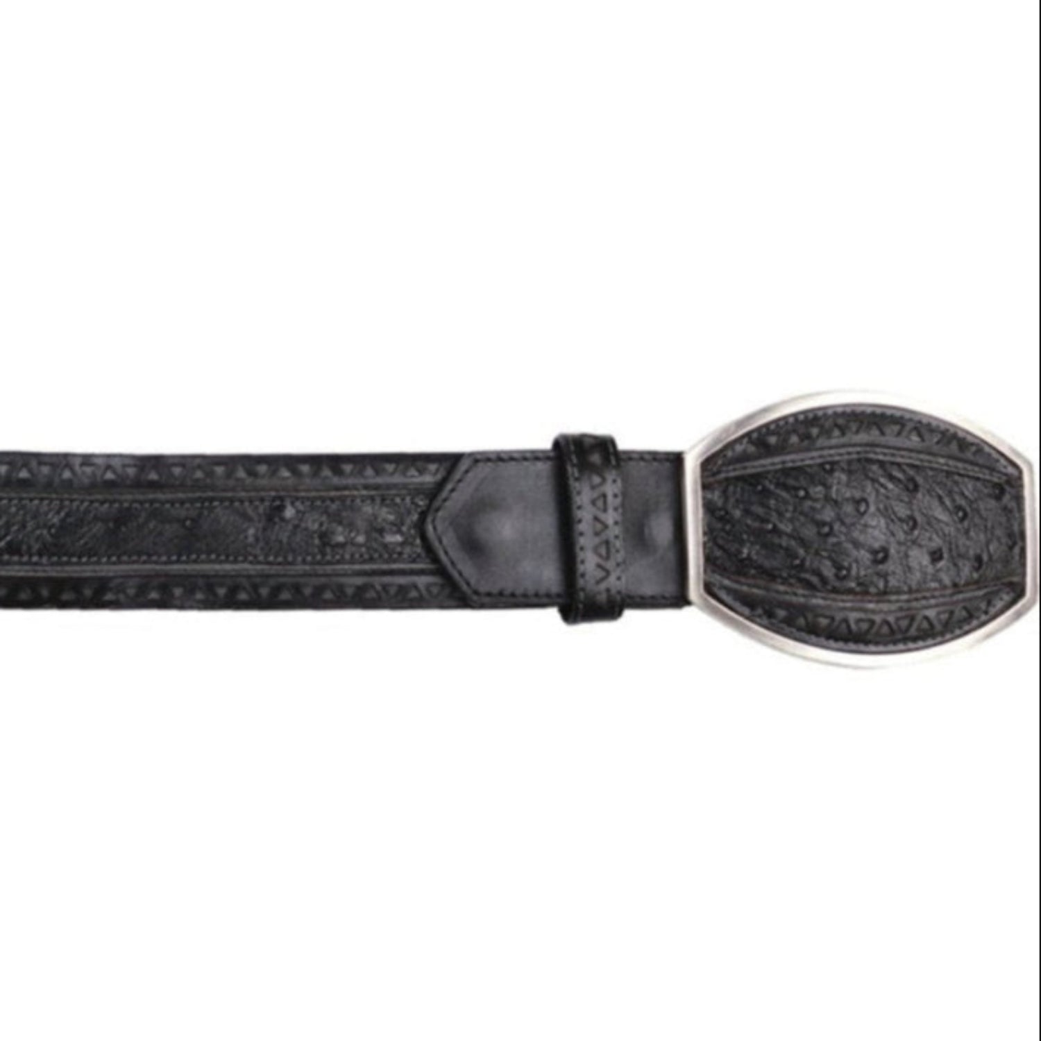 Cinto Corte Laser de Avestruz Original Color Negro - Los Altos Boots