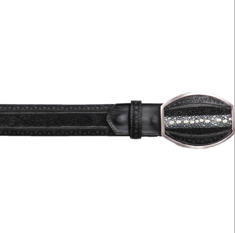 Cinto Mantarraya Perla Corte Laser Negro LAB-C24U1105