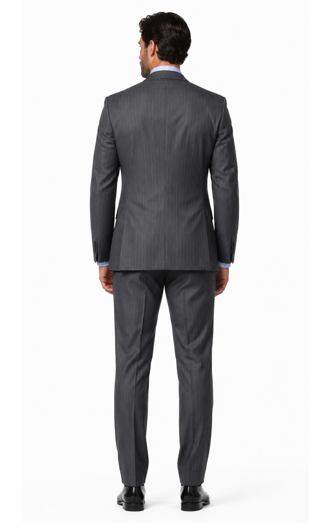 Classic 3PC 2 Button Charcoal Pinstripe three piece suit Super 150's Extra Fine Italian Fabric