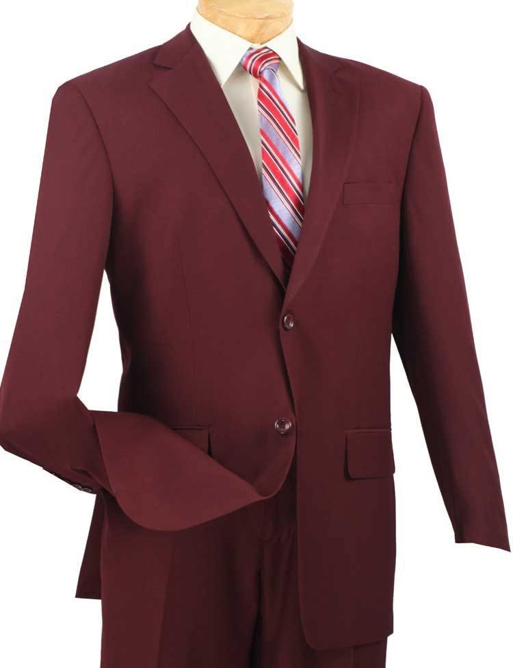 Classic Fit Sharkskin 2 Piece Burgundy Suit