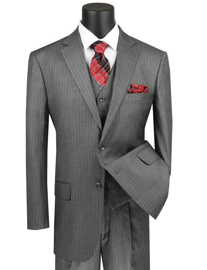 Classic Grey Pinstripe Three Piece Suit