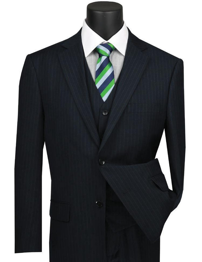 Navy Pinstripe Classic Fit 3-Piece Suit
