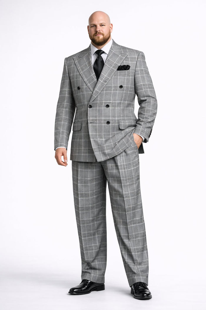 Rossiman Plaid Wool Suit with Baggy Trousers