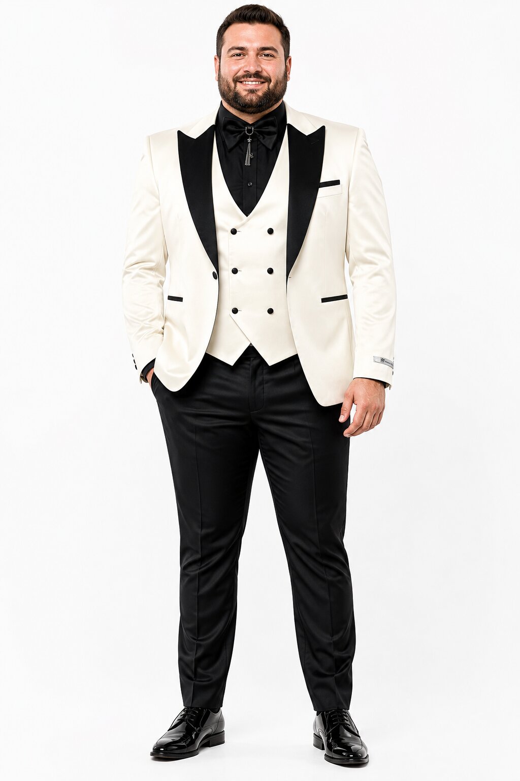 Ivory & Black Double Breasted 3-Piece Suit