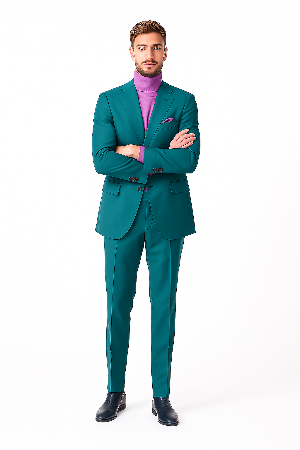 Classic Ultra Smooth 2 Button Suit turquoise ~ Light Blue Stage Party
