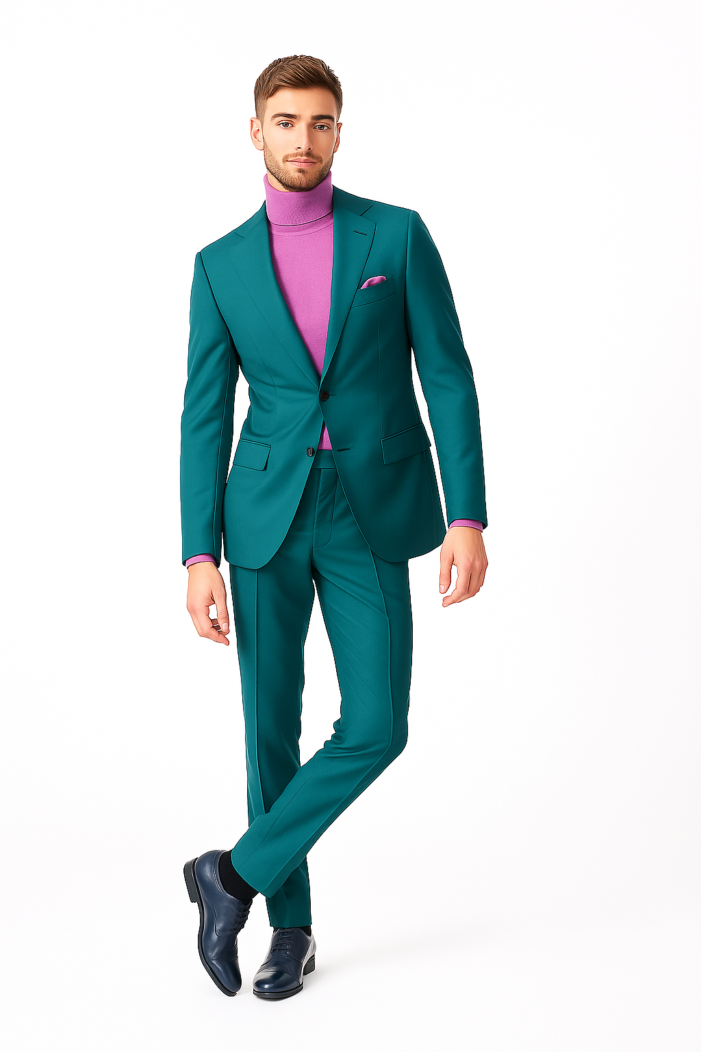 Classic Ultra Smooth 2 Button Suit turquoise ~ Light Blue Stage Party