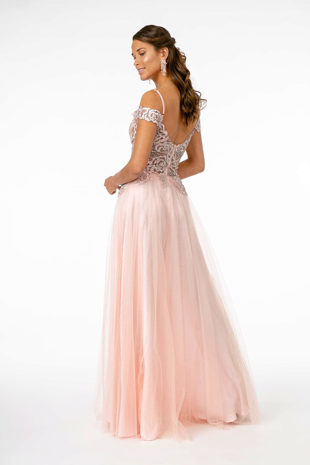 Cold Shoulder Mesh Evening Gown by Elizabeth KGL2953