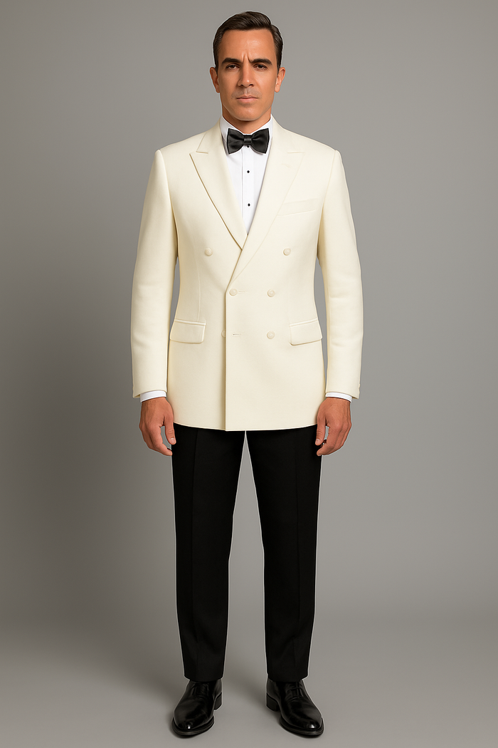 Ivory Double Breasted Tuxedo Dinner Jacket