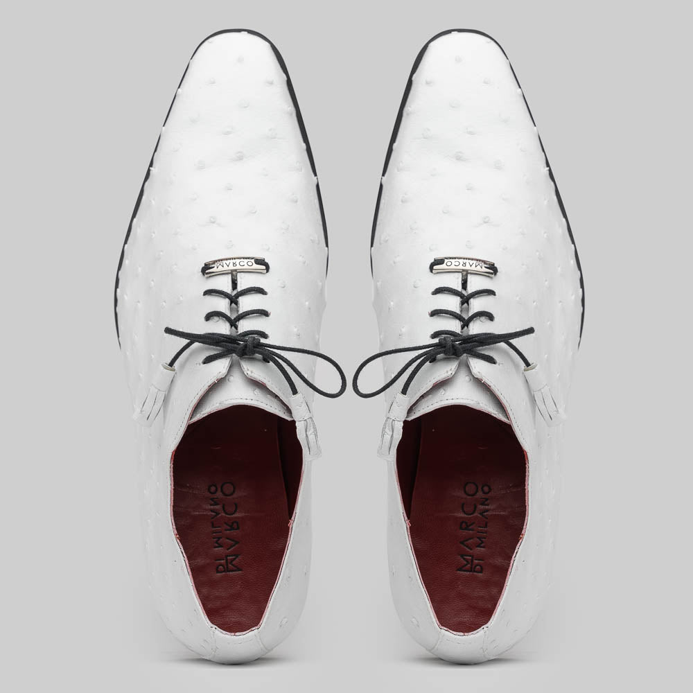 Marco Di Milano Criss Ostrich Quill Dress Oxfords White