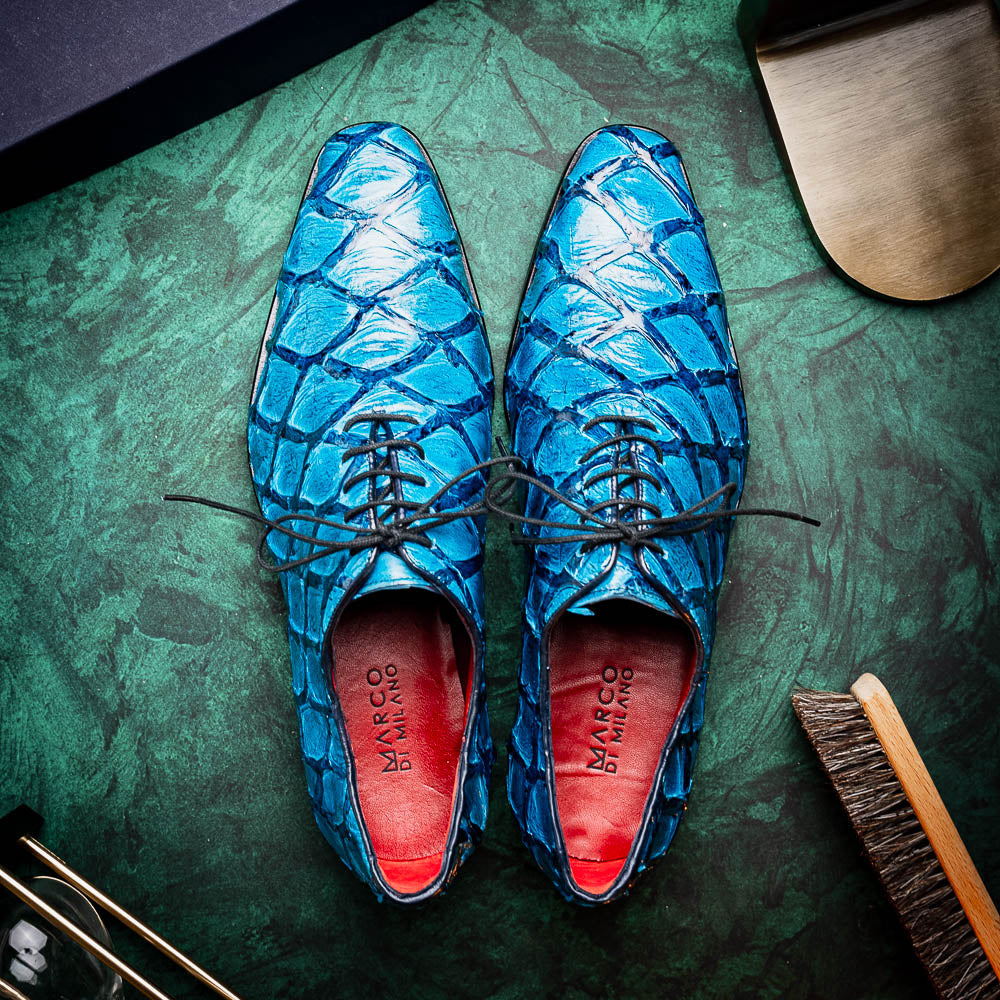 Marco Di Milano Olivieri: Caribbean Blue Leather Shoes