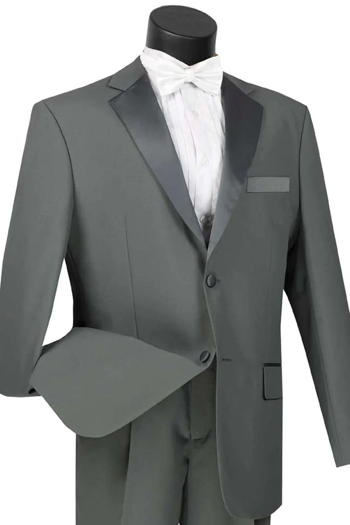 Mens Gray 2 Button Poplin Tuxedo