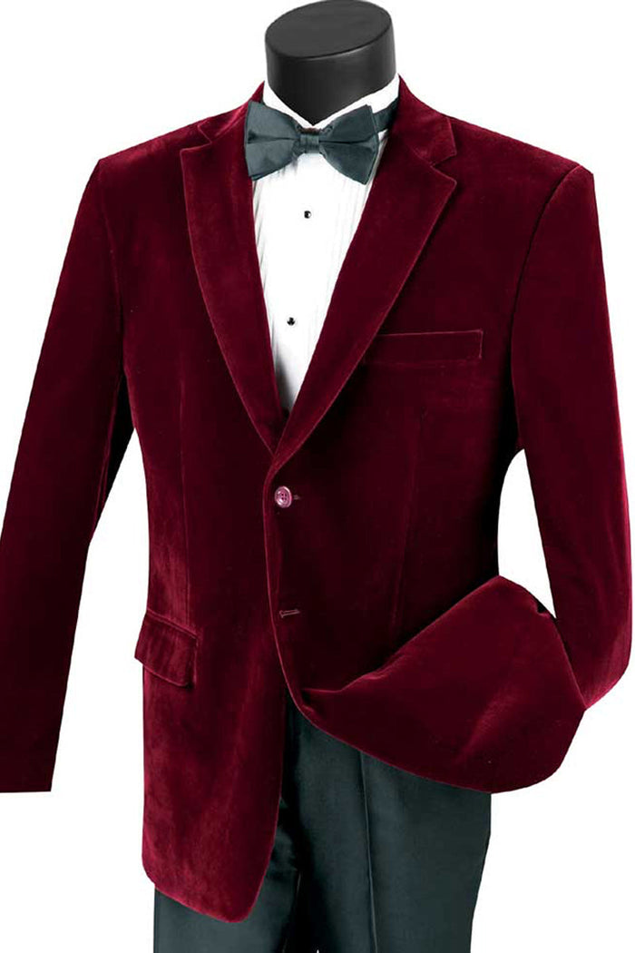 Modern Fit Velvet 2-Button Blazer Burgundy