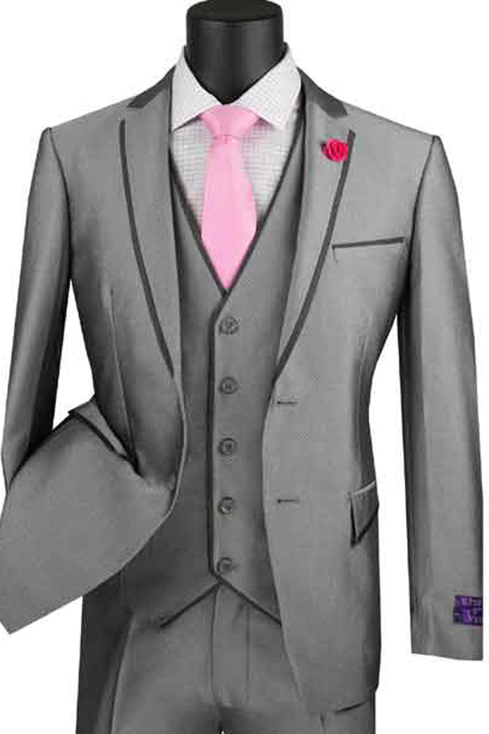 Ultra Slim Fit Grey Suit with Trim