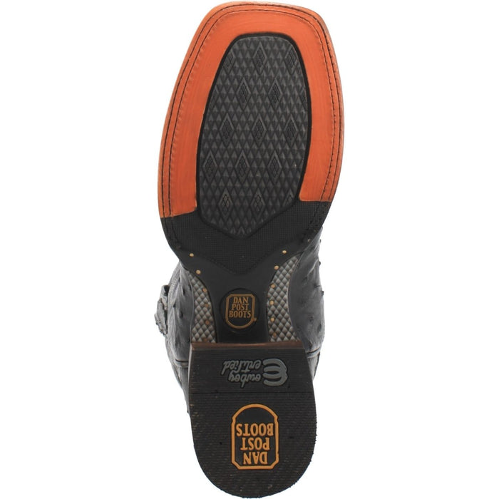 Dan Post Full Quill Ostrich Square Toe Boots - Black