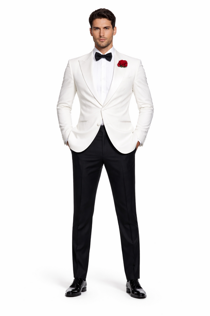 Daniel Craig Suit White Peak Lapel 2 Button james bond Tuxedo