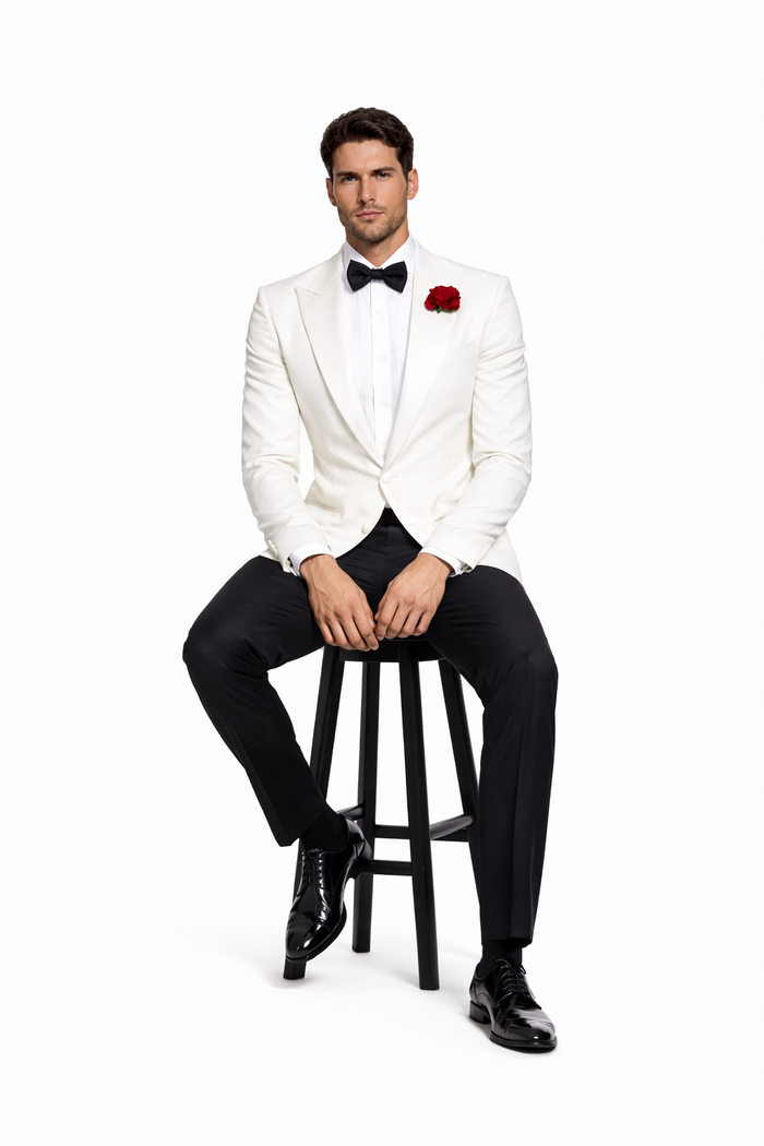 Daniel Craig Suit White Peak Lapel 2 Button james bond Tuxedo
